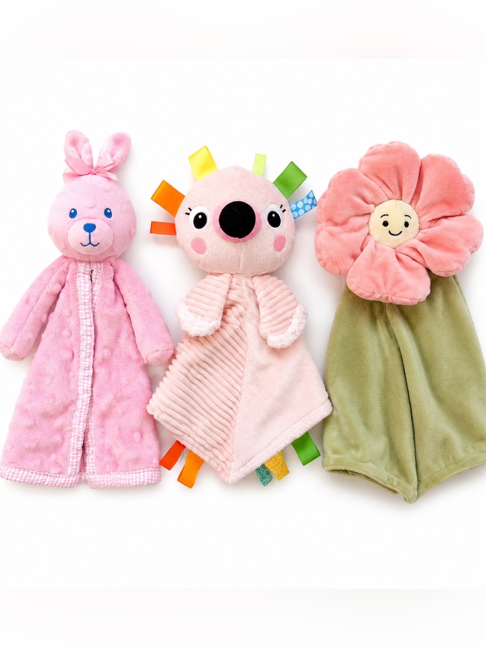 Jellycat Baby Lovey Security Blanket Lot Bunny Koala Flower Pink Green Plush